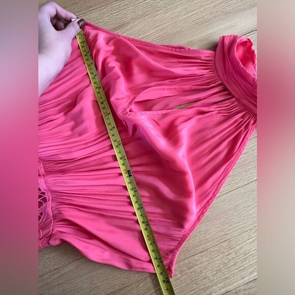 RAMY BROOK SIZE L Annette Halter Midi Dress In Punch PINK eyelet embroidered - Picture 7 of 11